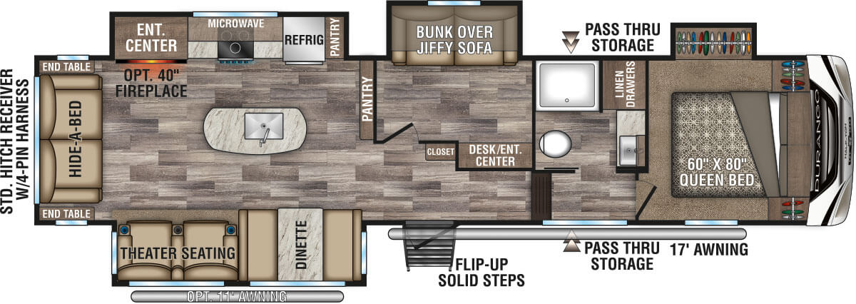 2020 KZ RV Durango Half-Ton D294MBQ Fifth Wheel Floorplan