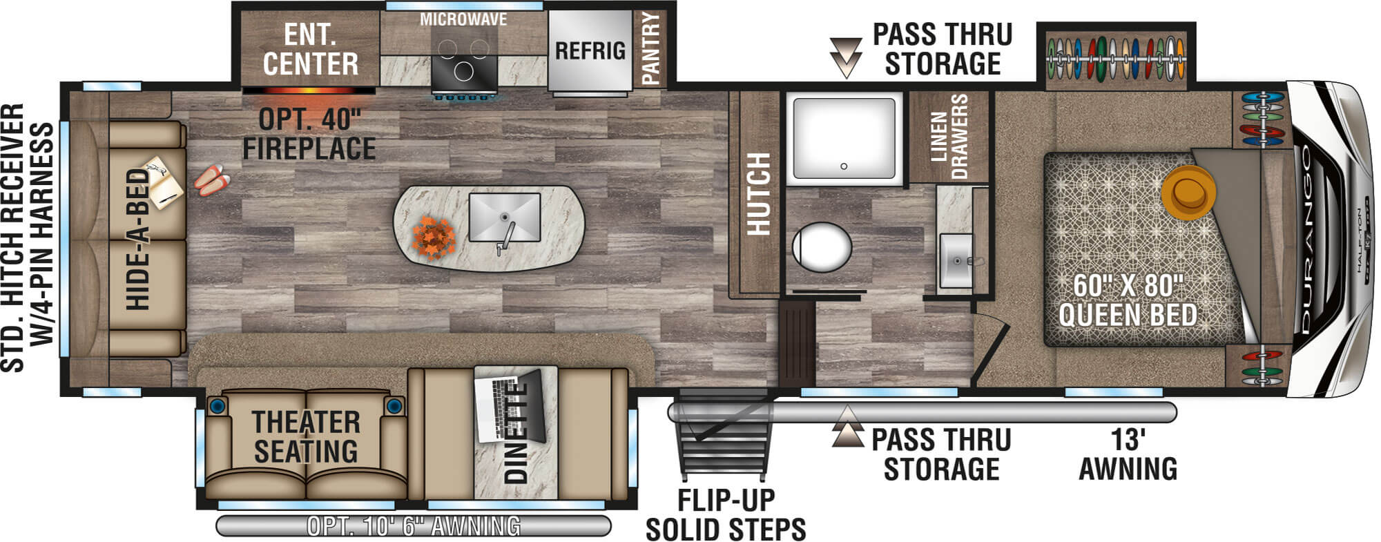 2020 KZ RV Durango D283RLT Fifth Wheel Floorplan