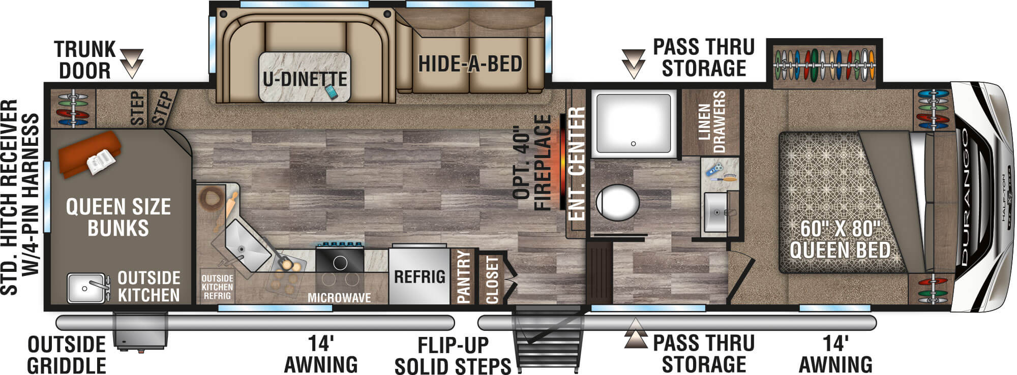 2020 KZ RV Durango D286BHD Fifth Wheel Floorplan