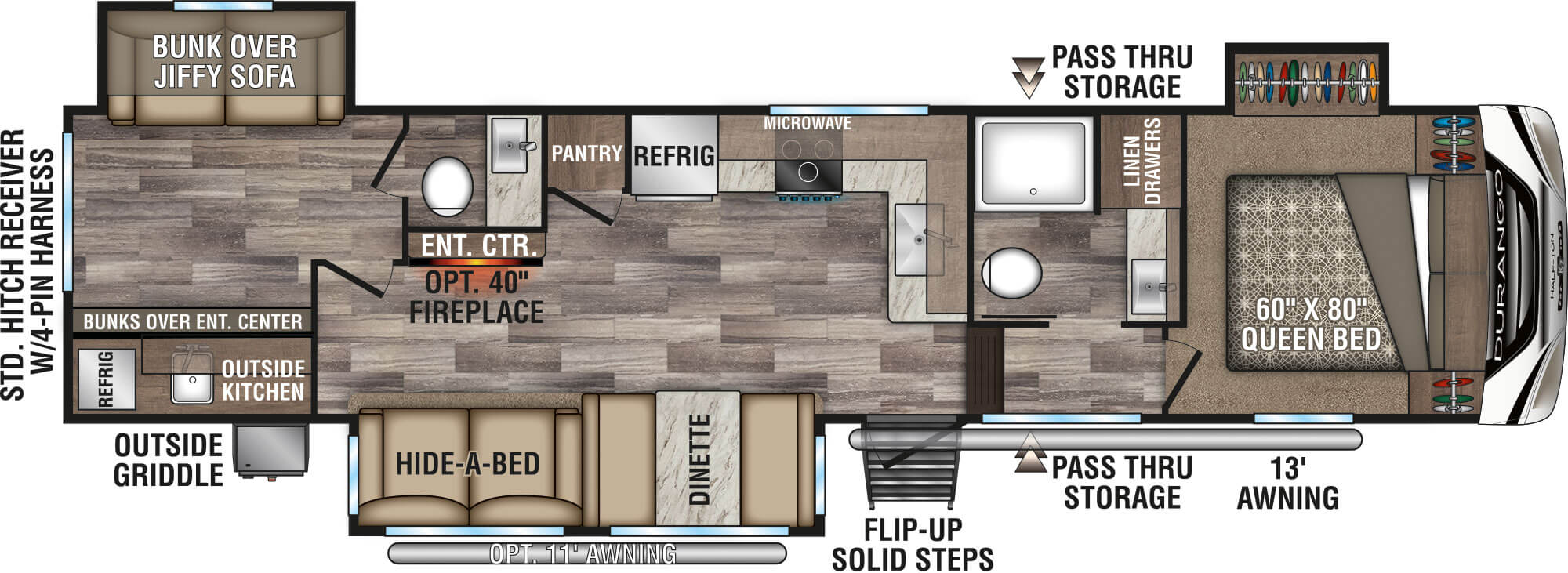 2020 KZ RV Durango D291BHT Fifth Wheel Floorplan