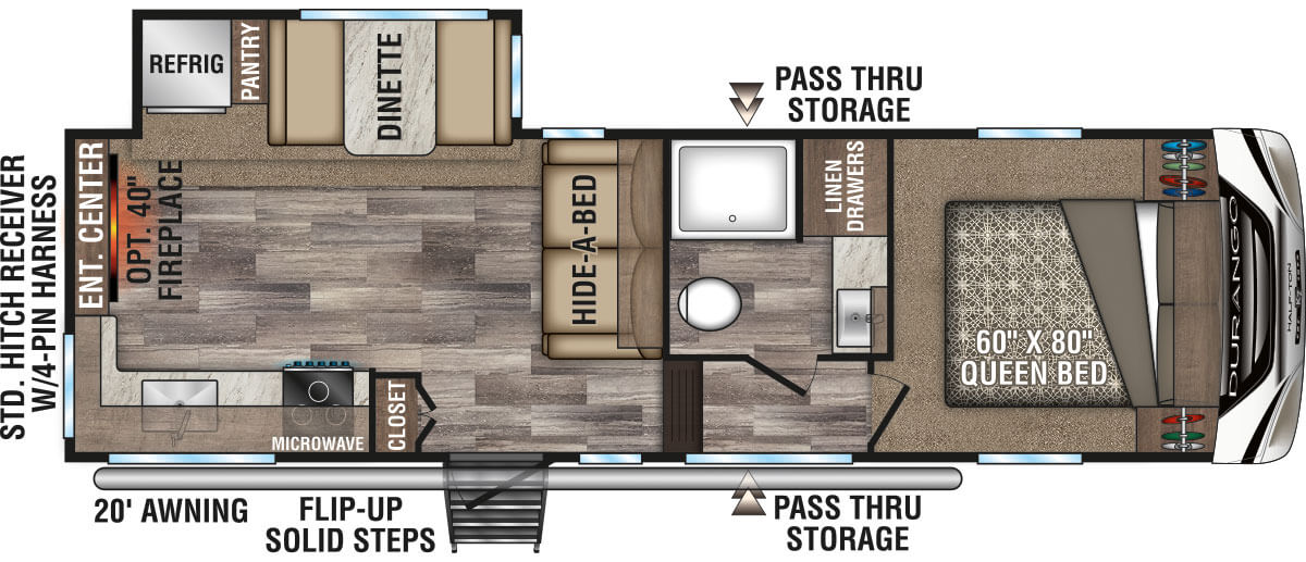 2020 KZ RV Durango Half-Ton D250RES Fifth Wheel Floorplan