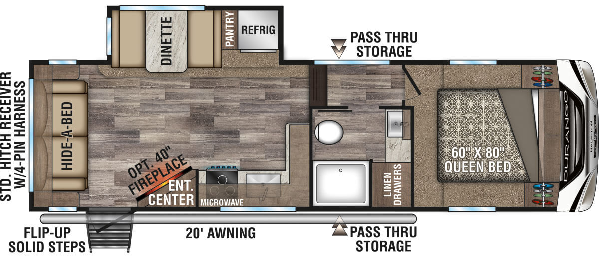 2020 KZ RV Durango Half-Ton D259RLS Fifth Wheel Floorplan