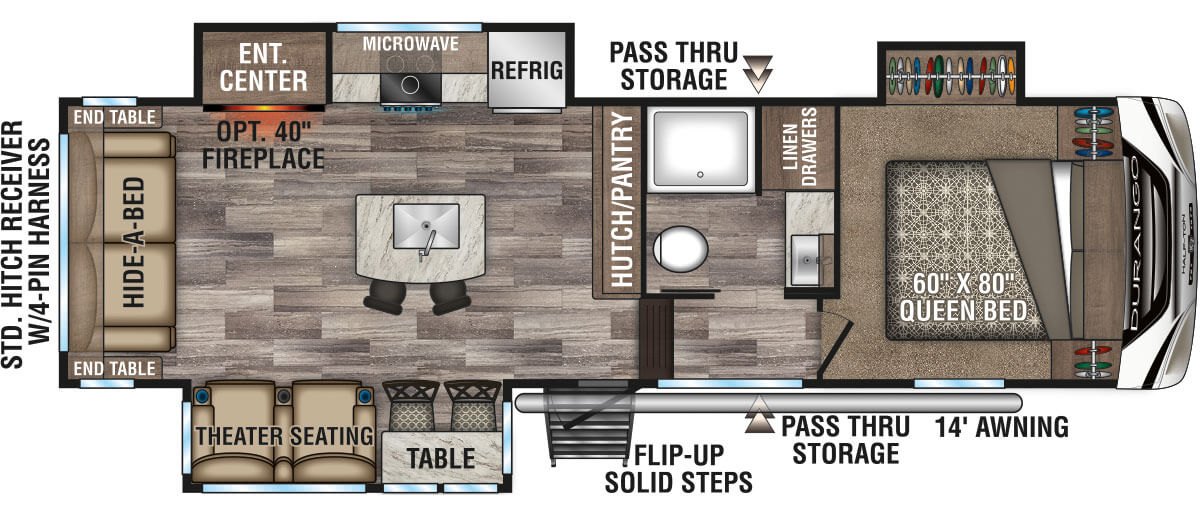 2020 KZ RV Durango Half-Ton D263RLT Fifth Wheel Floorplan