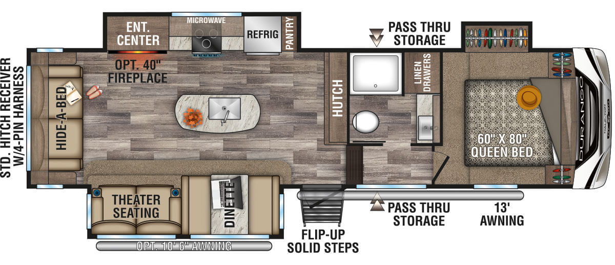 2020 KZ RV Durango Half-Ton D283RLT Fifth Wheel Floorplan