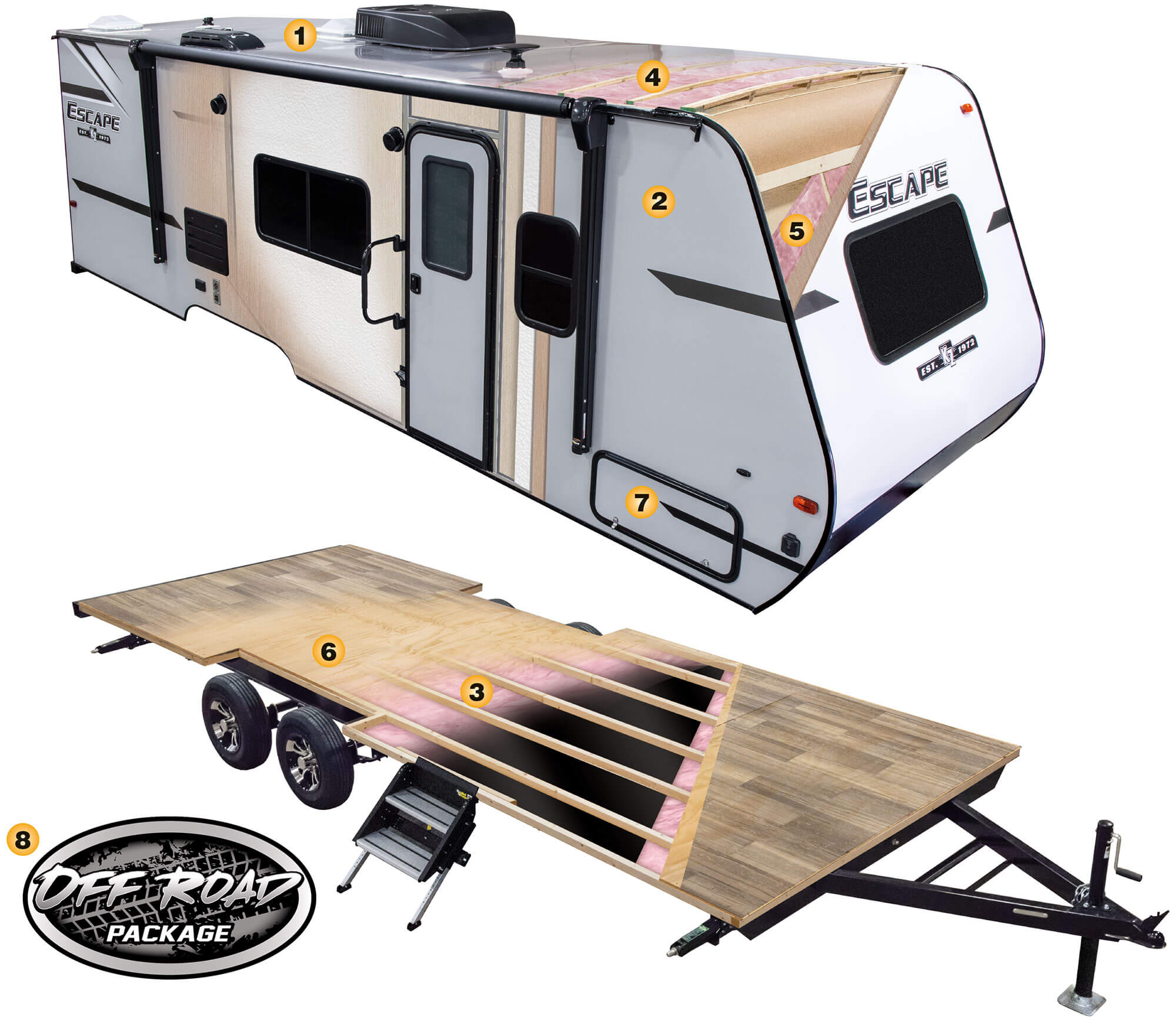 2019 KZ RV Escape Ultra Lightweight Travel Trailer Cutaway