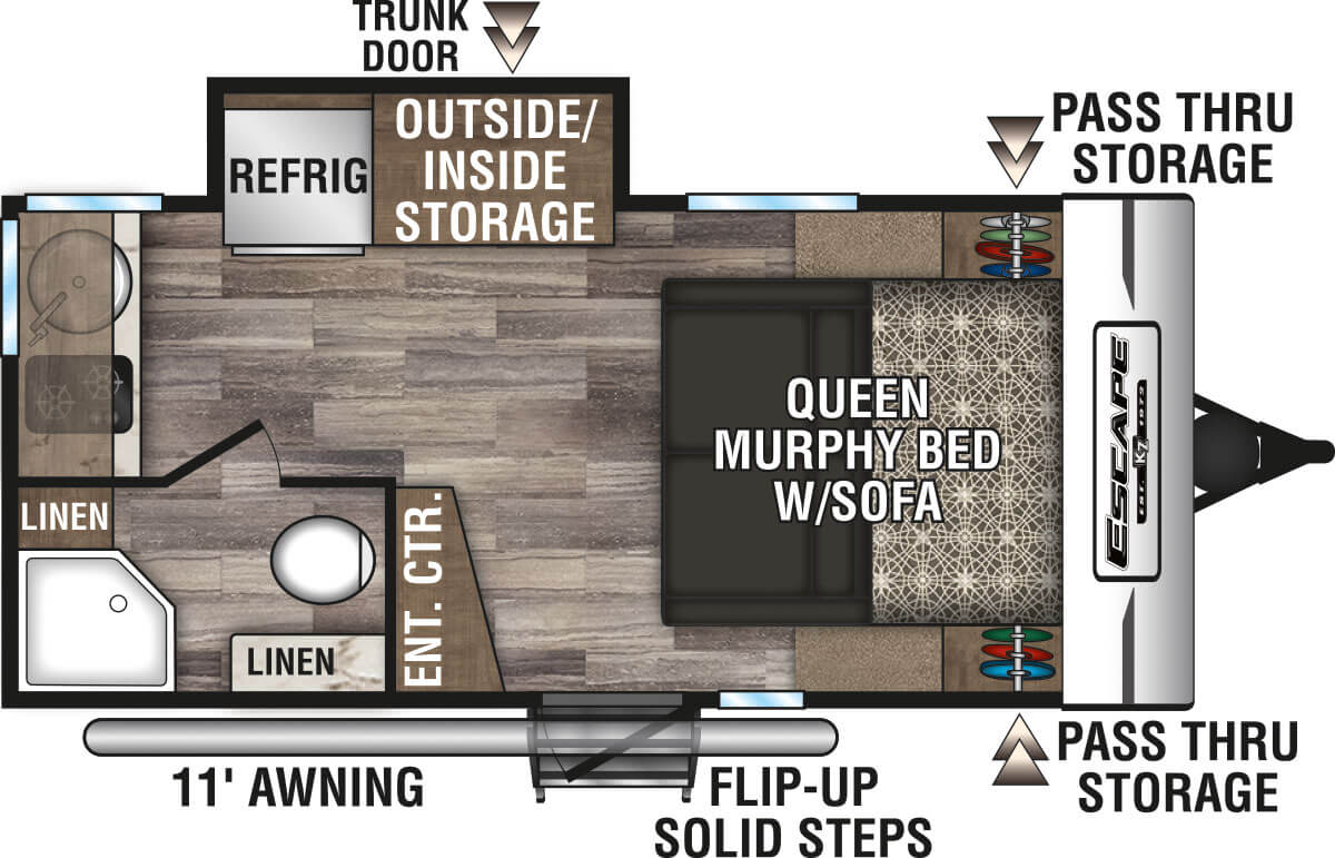 2020 KZ RV Escape E171MB Travel Trailer Floorplan