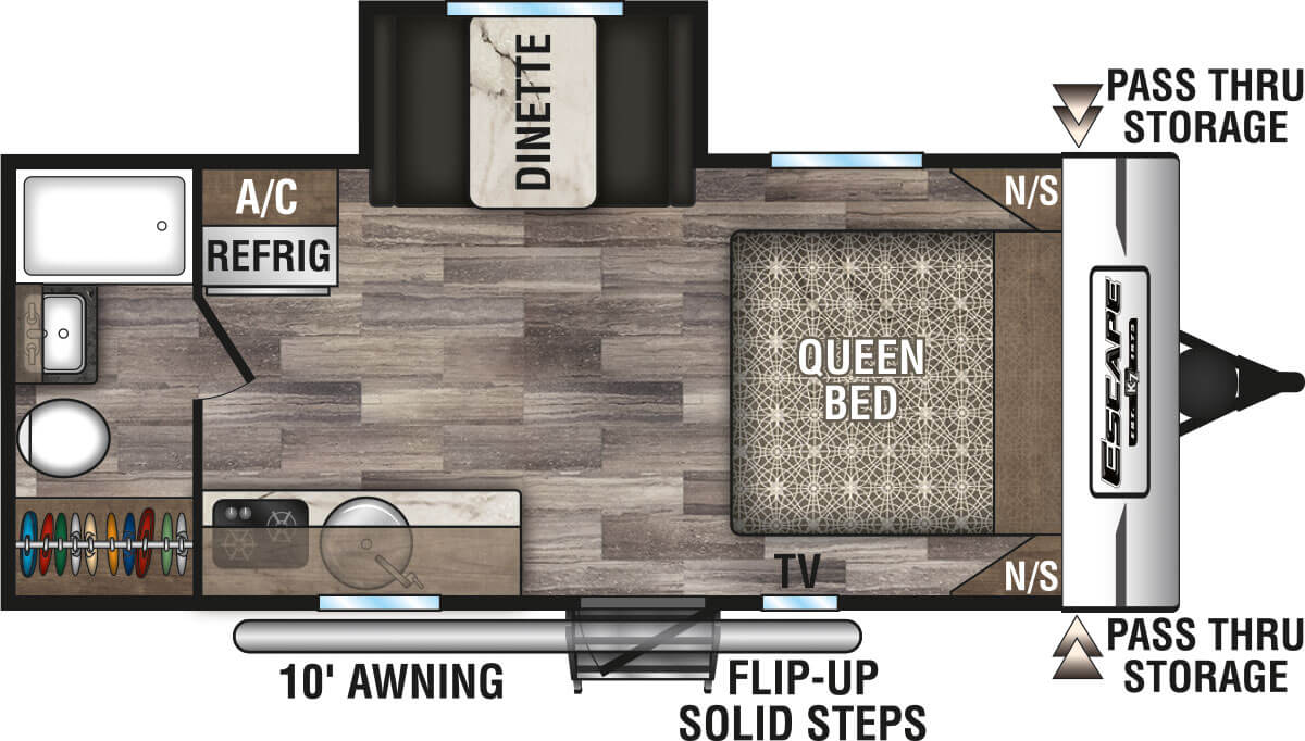 2020 KZ RV Escape E181RB Travel Trailer Floorplan