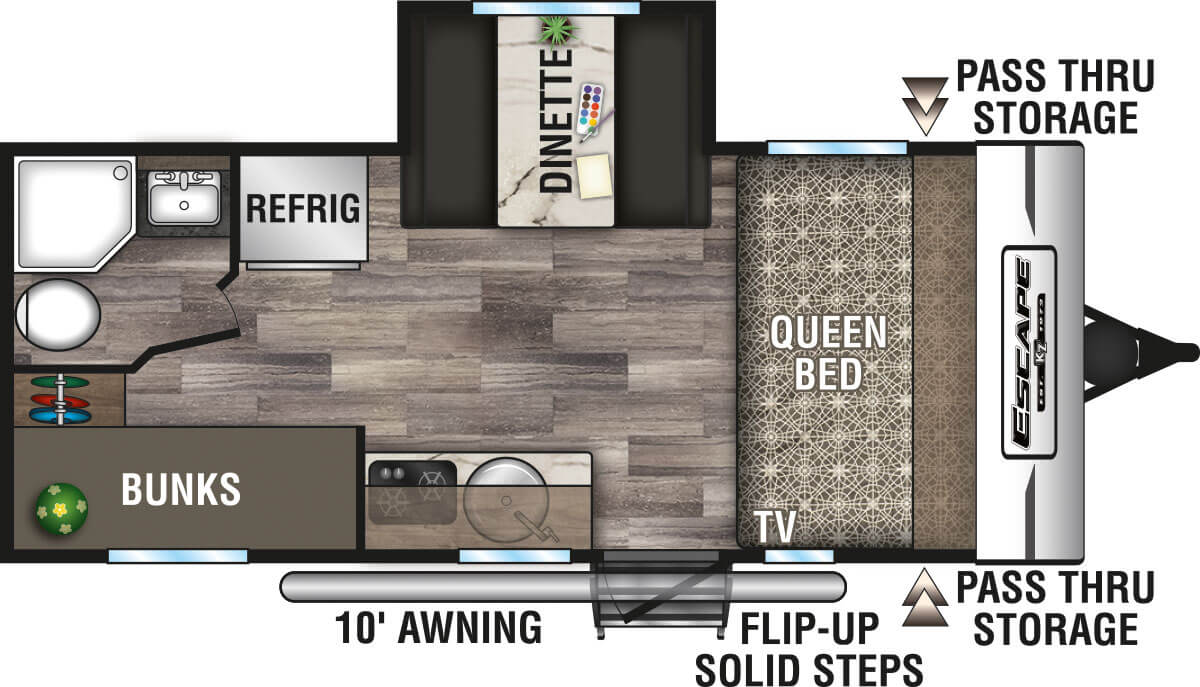 2020 KZ RV Escape E191BH Travel Trailer Floorplan