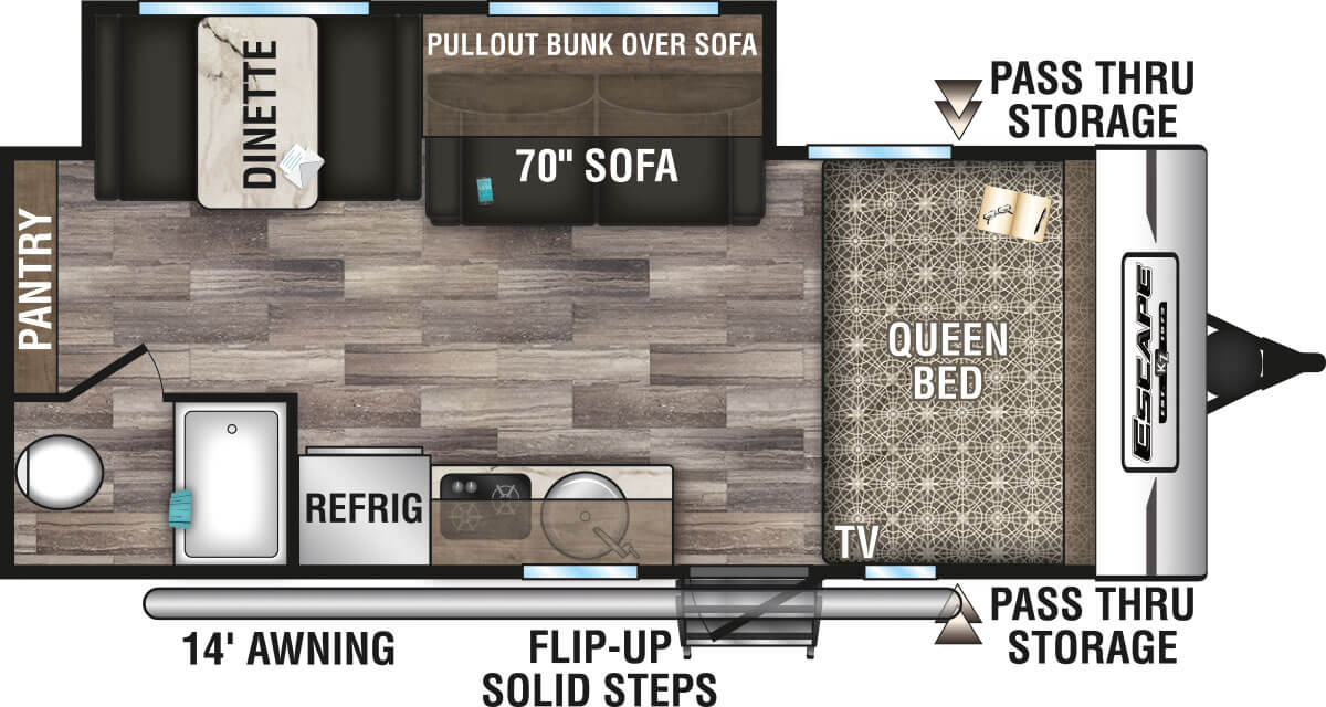 2020 KZ RV Escape E191SS Travel Trailer Floorplan