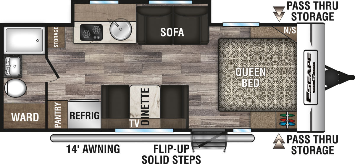 2020 KZ RV Escape E211RB Travel Trailer Floorplan