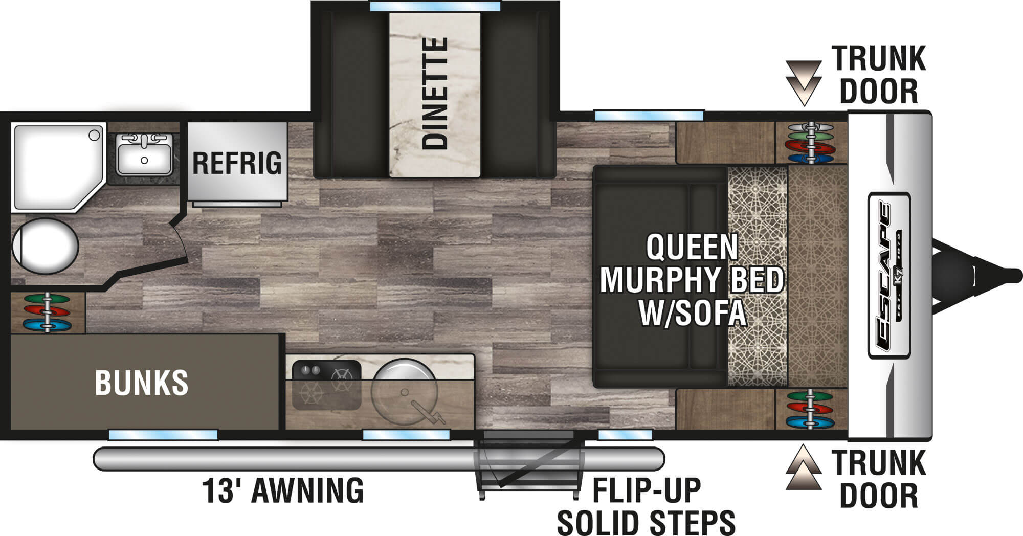 2020 KZ RV Escape E201BH Travel Trailer Floorplan