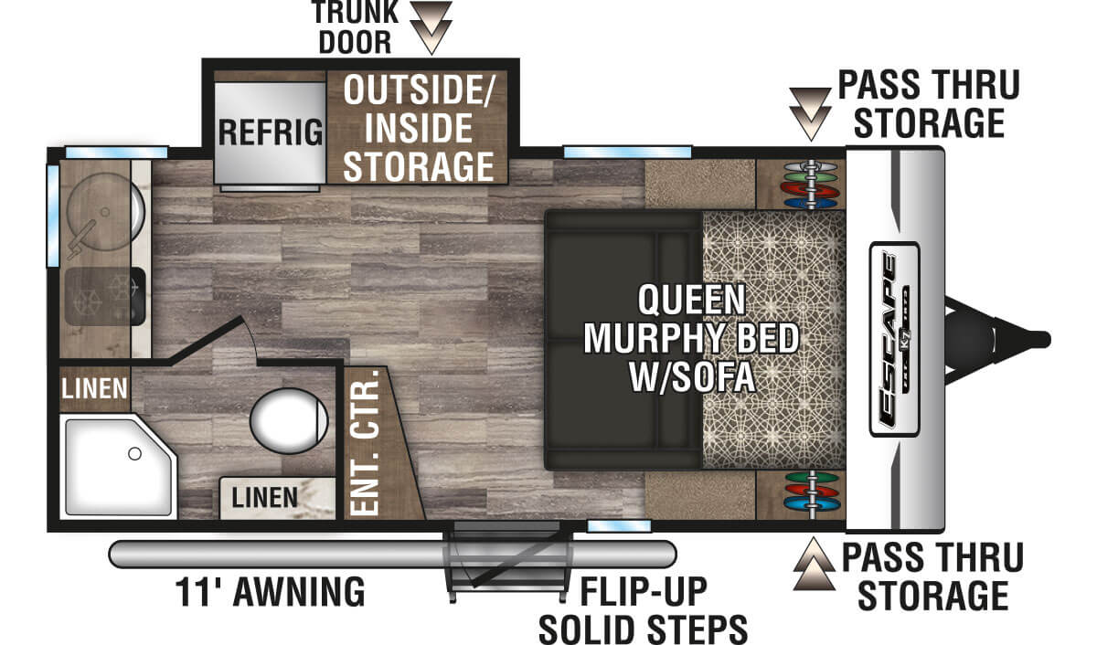 2020 KZ RV Escape E171MB Travel Trailer Floorplan