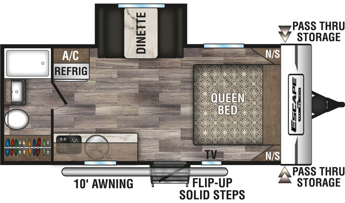 2020 KZ RV Escape E181RB Travel Trailer Floorplan