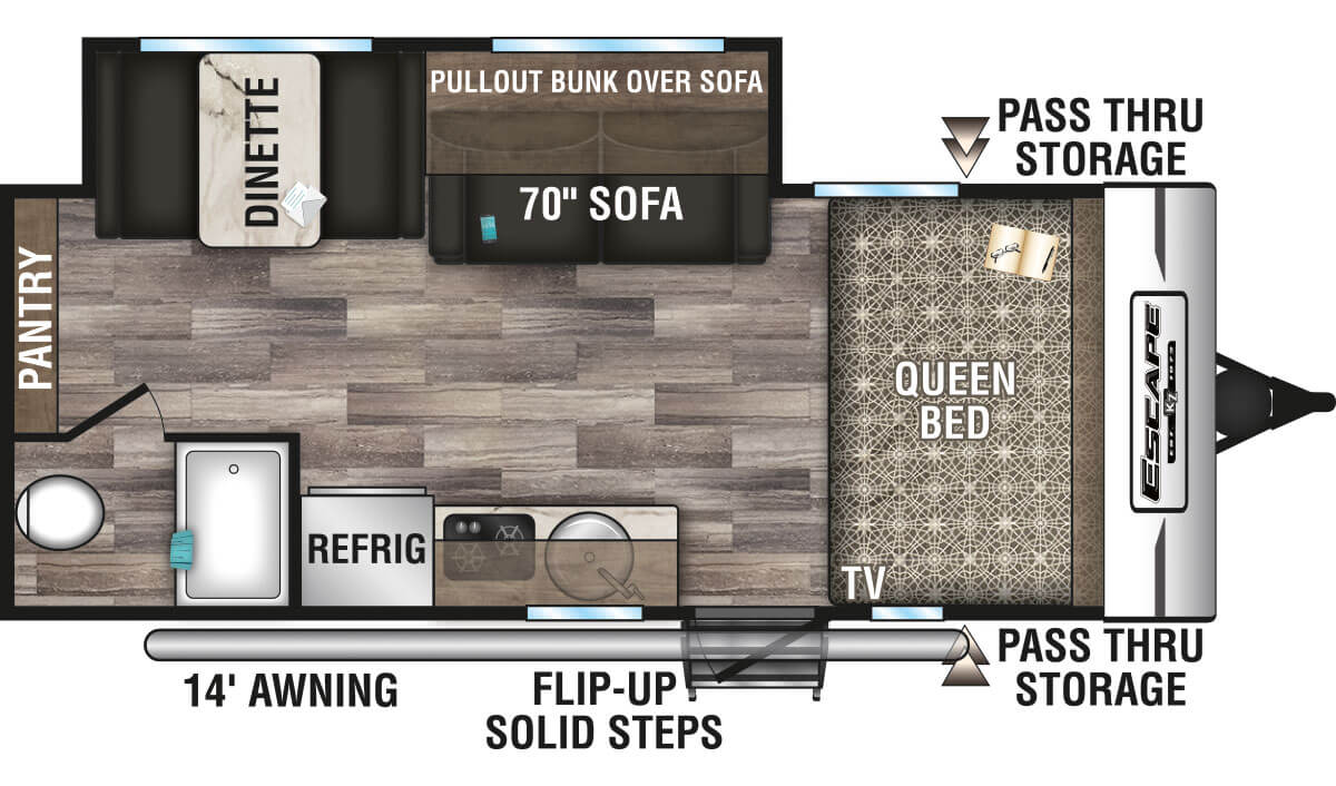 2020 KZ RV Escape E191SS Travel Trailer Floorplan