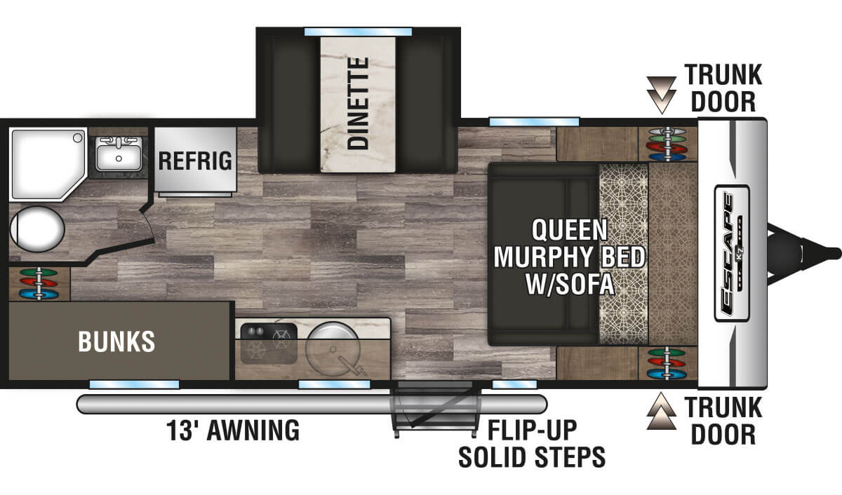 2020 KZ RV Escape E201BH Travel Trailer Floorplan