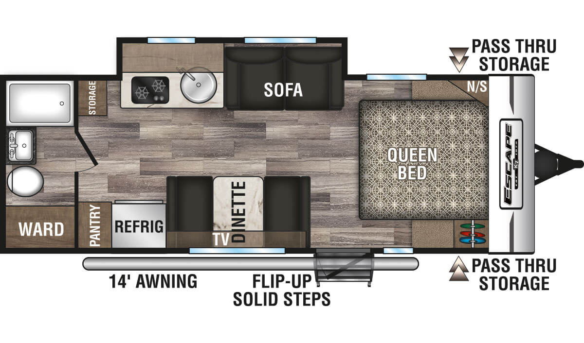 2020 KZ RV Escape E211RB Travel Trailer Floorplan