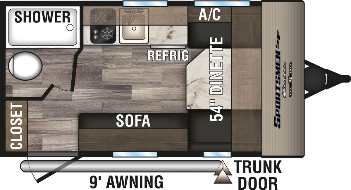 2020 KZ RV Sportsmen Classic SE 130RBSE Travel Trailer Floorplan