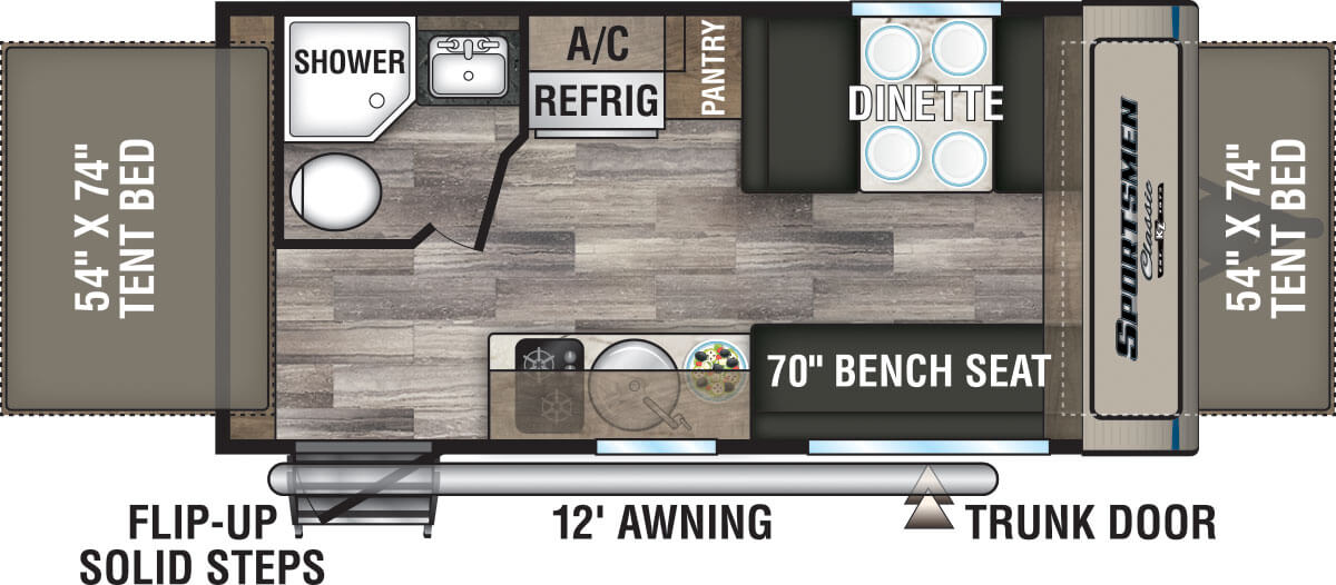 2020 KZ RV Sportsmen Classic 160RBT Travel Trailer Floorplan