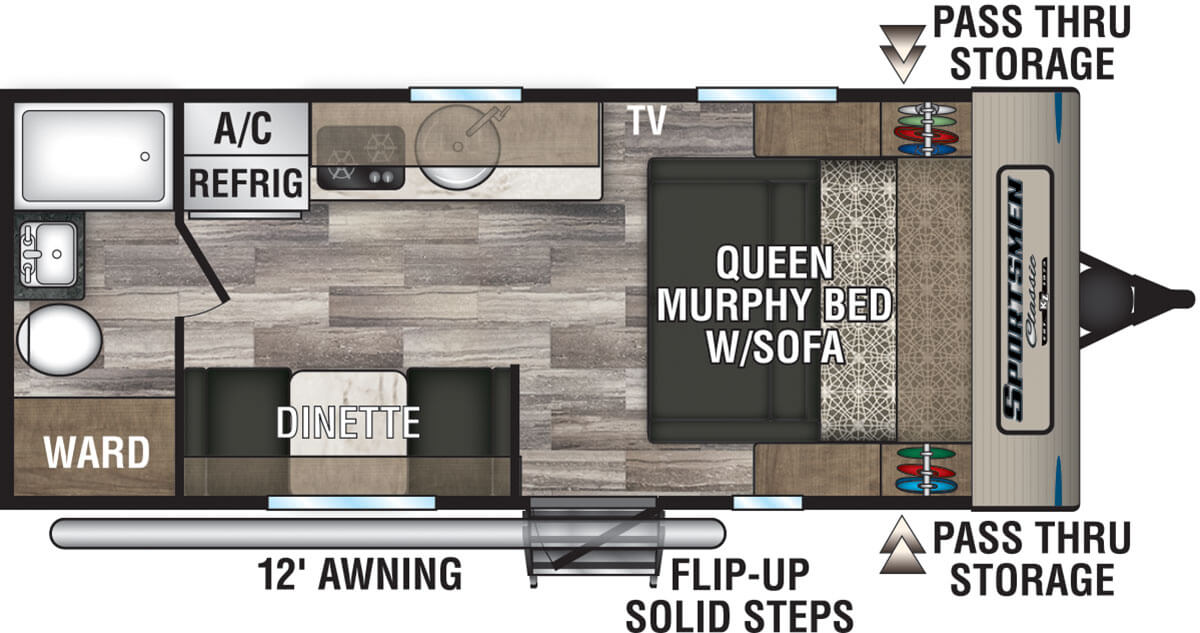 2020 KZ RV Sportsmen Classic 170MB Travel Trailer Floorplan