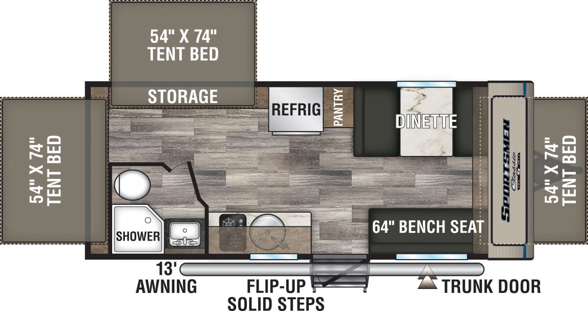 2020 KZ RV Sportsmen Classic 180RBT Travel Trailer Floorplan