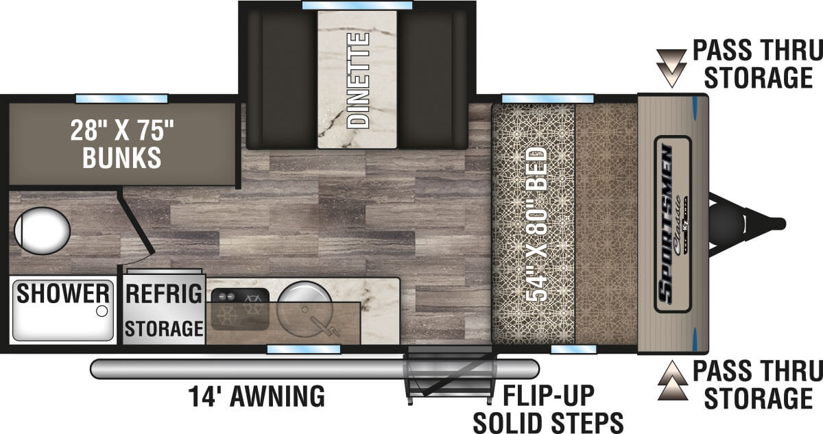 2020 KZ RV Sportsmen Classic 181BH Travel Trailer Floorplan