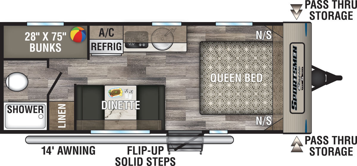 2020 KZ RV Sportsmen Classic 190BH Travel Trailer Floorplan