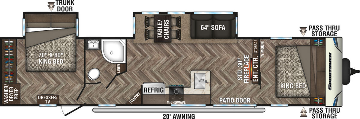 2020 KZ RV Sportsmen Destination 362DB Travel Trailer Floorplan