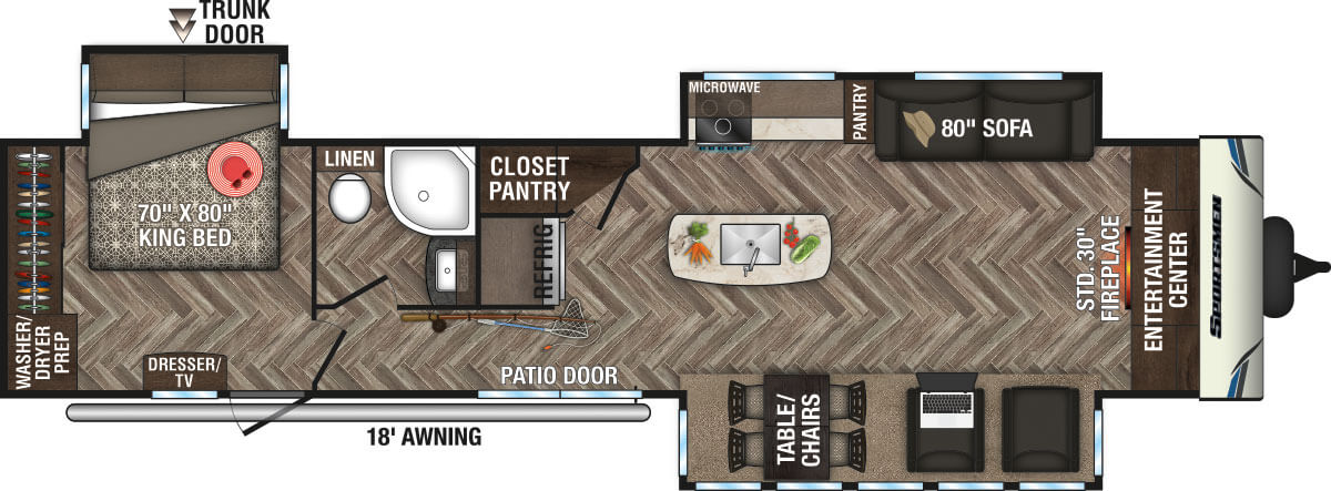 2020 KZ RV Sportsmen Destination 363FL Travel Trailer Floorplan