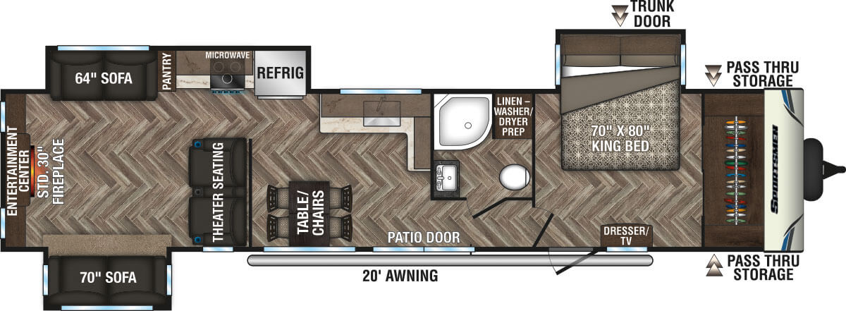 2020 KZ RV Sportsmen Destination 363RL Travel Trailer Floorplan