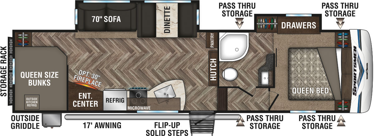 2020 KZ RV Sportsmen 292BHK Fifth Wheel Floorplan