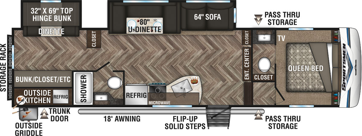 2020 KZ RV Sportsmen 302BHK Fifth Wheel Floorplan