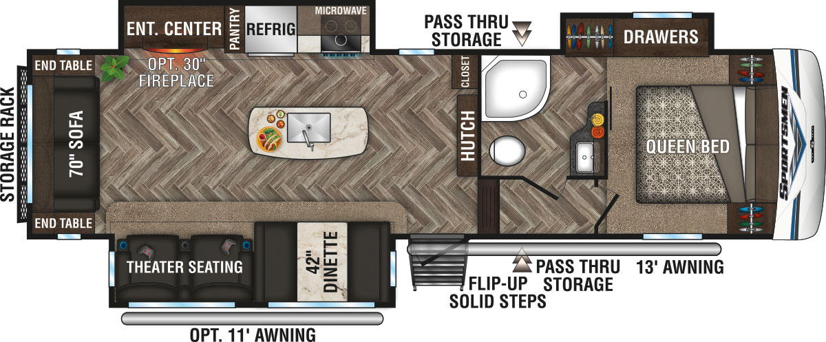 2020 KZ RV Sportsmen 303RL Fifth Wheel Floorplan