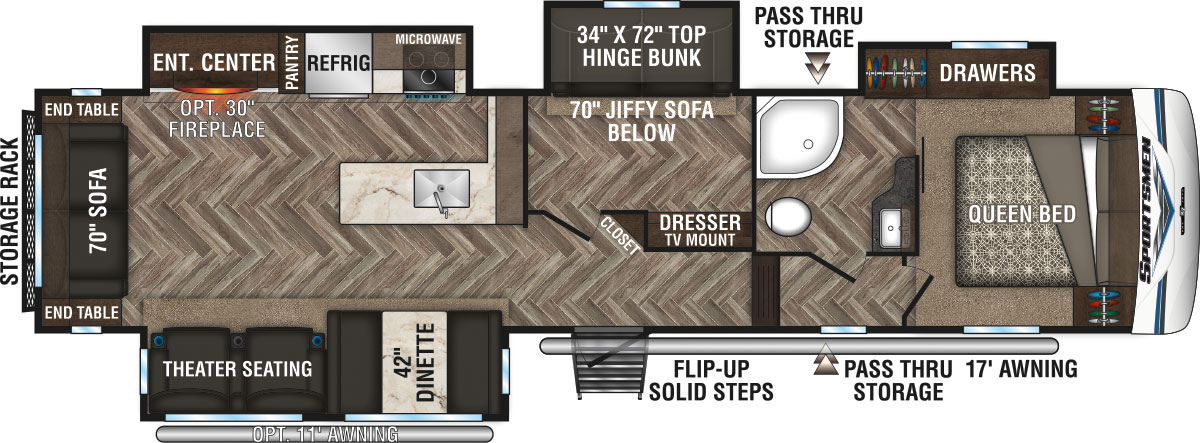 2020 KZ RV Sportsmen 344BH Fifth Wheel Floorplan