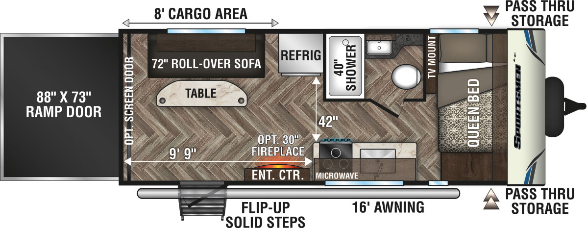 2020 KZ RV Sportsmen LE 200THLE Travel Trailer Toy Hauler Floorplan