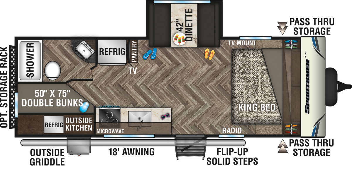 2020 KZ RV Sportsmen LE 231BHKLE Travel Trailer Floorplan