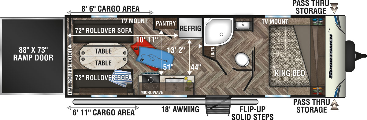 2020 KZ RV Sportsmen LE 250THLE Travel Trailer Toy Hauler Floorplan