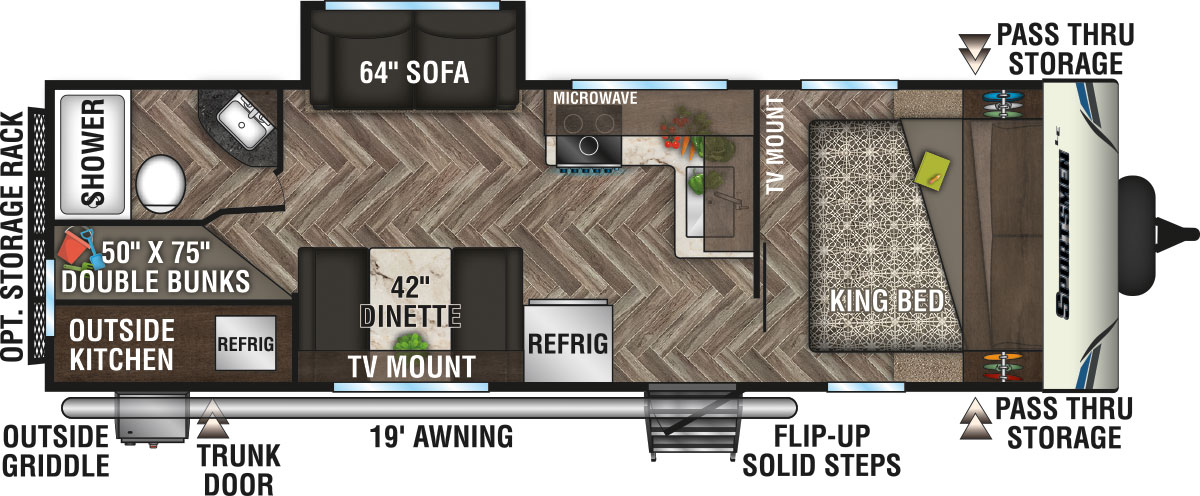 2020 KZ RV Sportsmen LE 261BHKLE Travel Trailer Floorplan