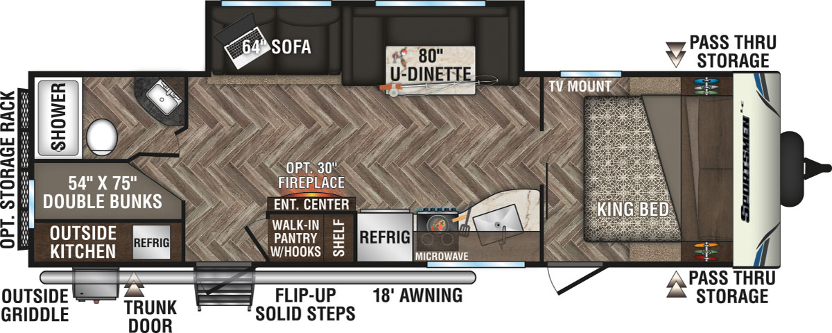 2020 KZ RV Sportsmen LE 281BHKLE Travel Trailer Floorplan