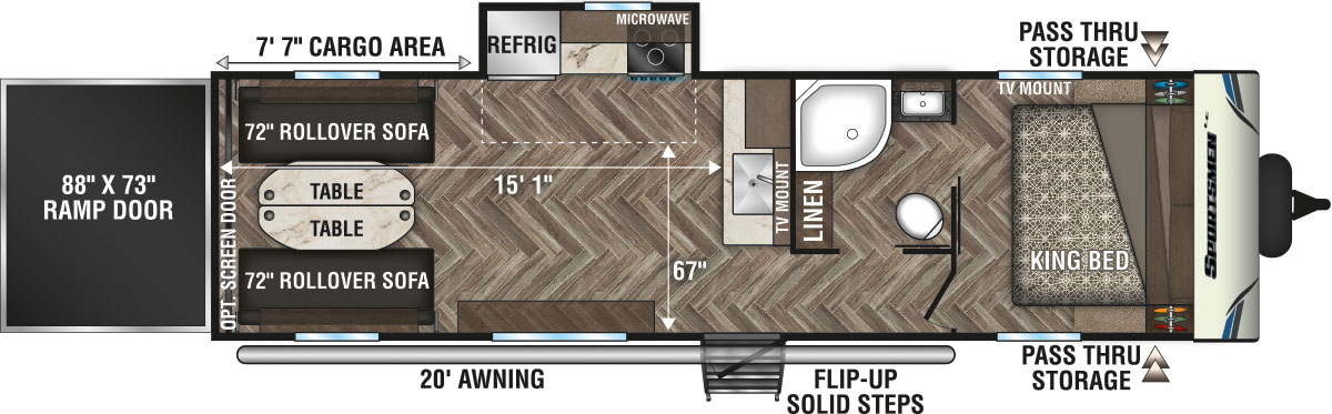 2020 KZ RV Sportsmen LE 281THLE Travel Trailer Toy Hauler Floorplan