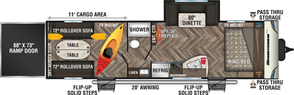 2020 KZ RV Sportsmen LE 291THLE Travel Trailer Toy Hauler Floorplan