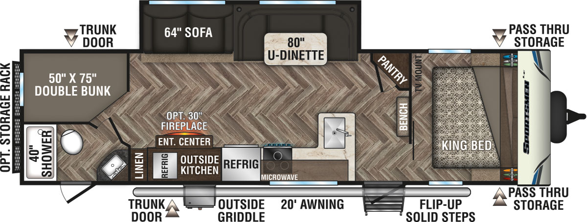 2020 KZ RV Sportsmen LE 301BHKLE Travel Trailer Floorplan