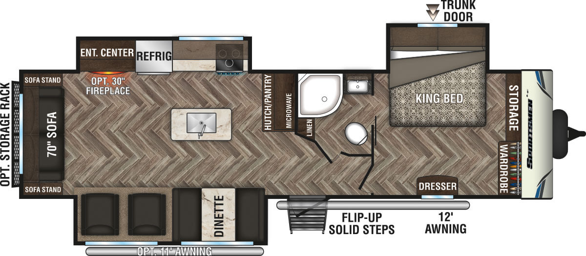 2020 KZ RV Sportsmen LE 303KBLE Travel Trailer Floorplan