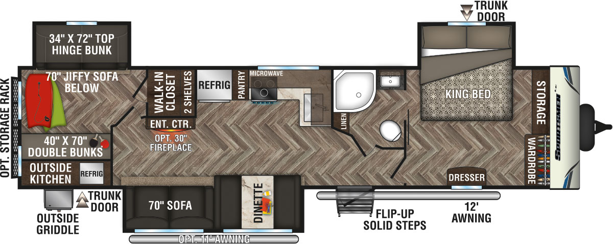 2020 KZ RV Sportsmen LE 333KBKLE Travel Trailer Floorplan