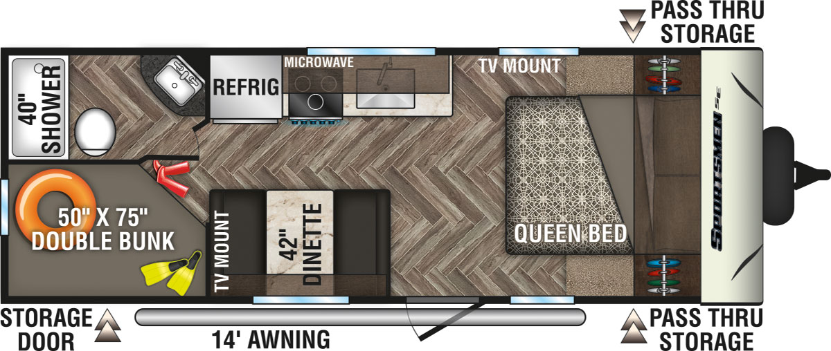 2020 KZ RV Sportsmen SE 230BHSE Travel Trailer Floorplan