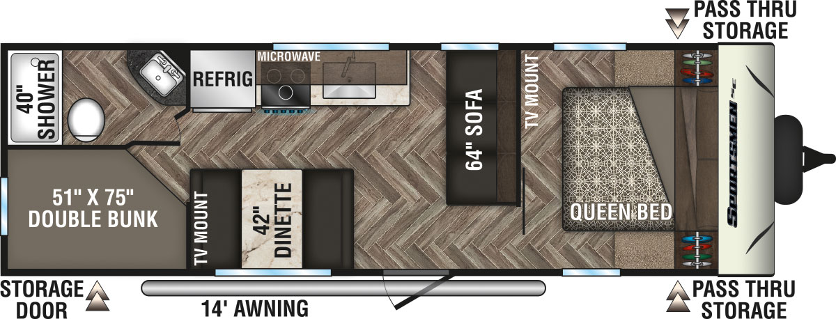 2020 KZ RV Sportsmen SE 260BHSE Travel Trailer Floorplan