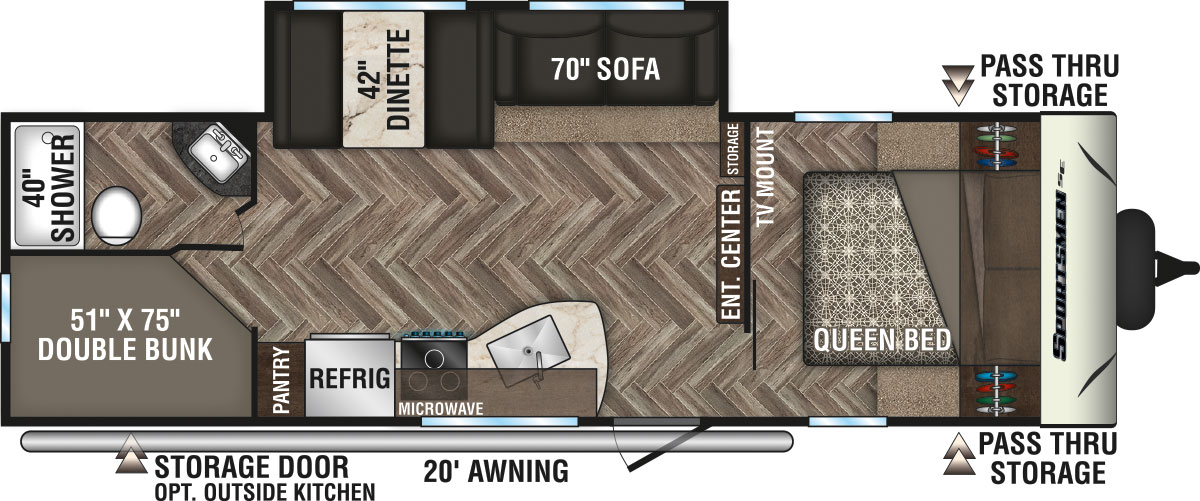 2020 KZ RV Sportsmen SE 271BHSE Travel Trailer Floorplan