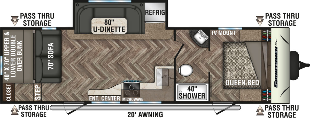 2020 KZ RV Sportsmen SE 281BHSE Travel Trailer Floorplan