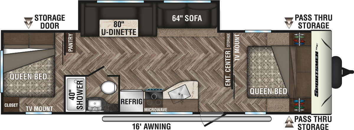 2020 KZ RV Sportsmen SE 301DBSE Travel Trailer Floorplan