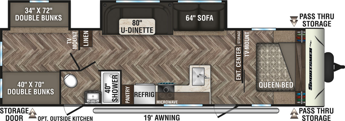 2020 KZ RV Sportsmen SE 312BHSE Travel Trailer Floorplan