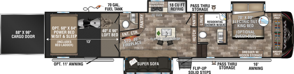 2020 KZ RV Venom 4013TK Fifth Wheel Toy Hauler Floorplan